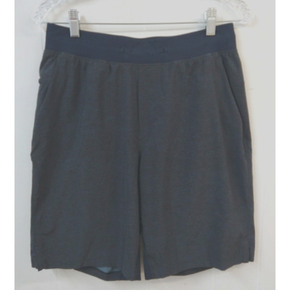 Lululemon Men's M/L Shorts Blue/Black 2 Pockets Pull on Side Zip Pocket - Picture 1 of 7